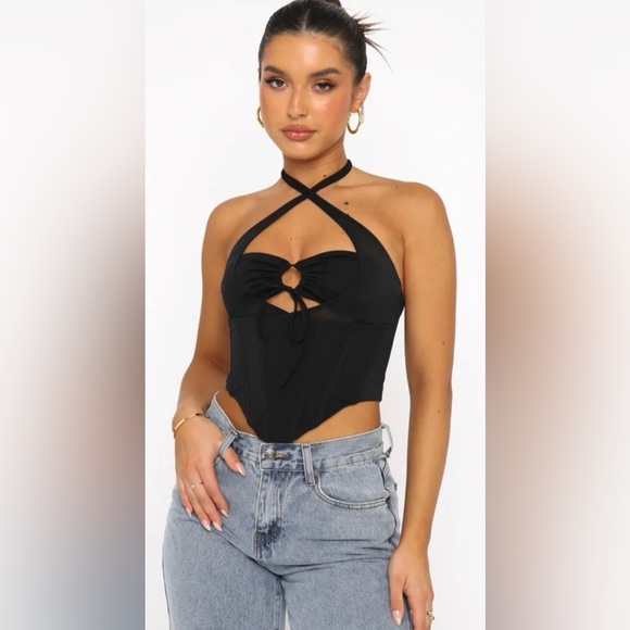 White Fox Boutique Tops - White Fox Boutique Love to Love Mesh Bustier